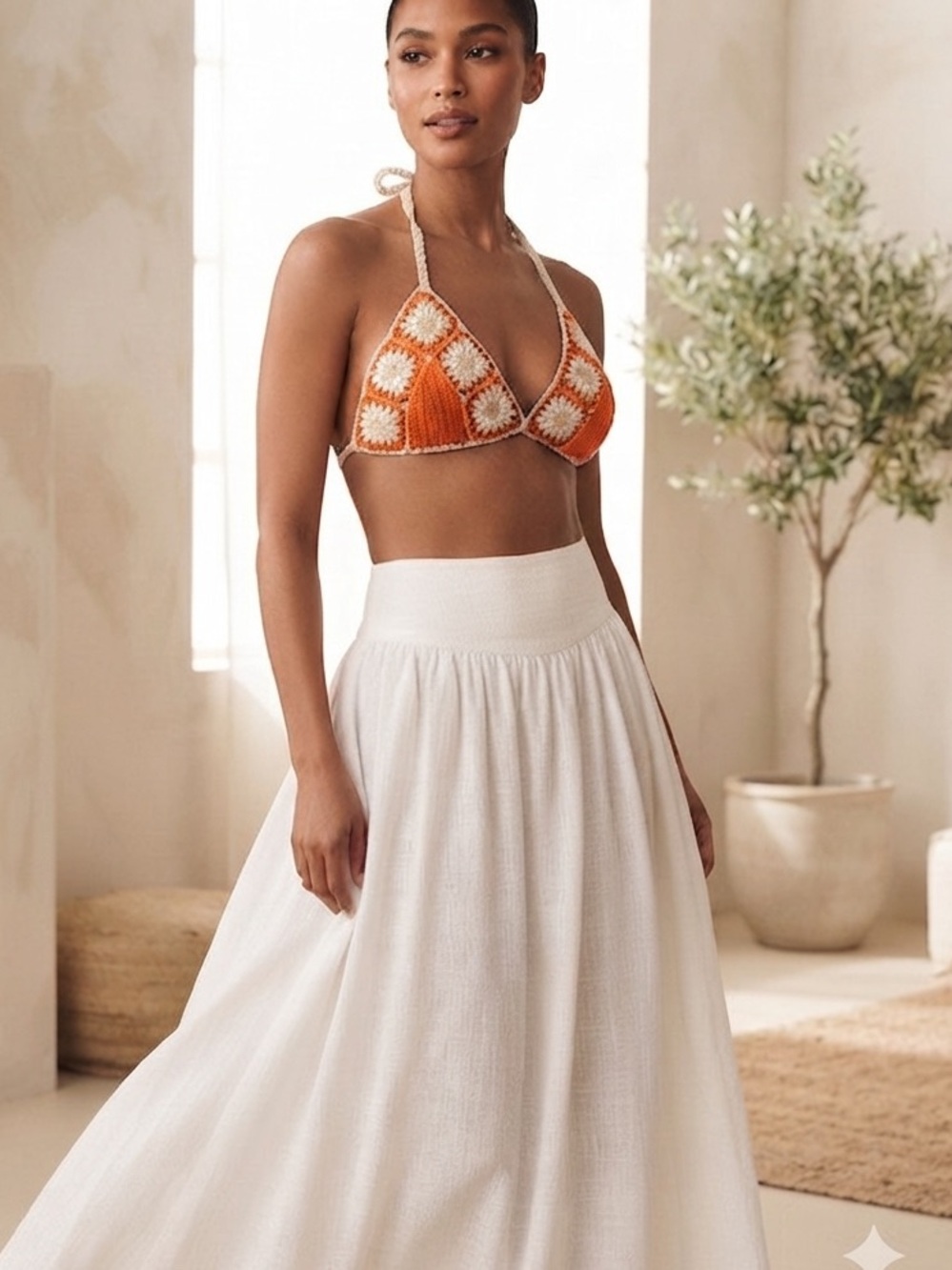 Forever 21 Crochet Cami Top in Orange and Cream